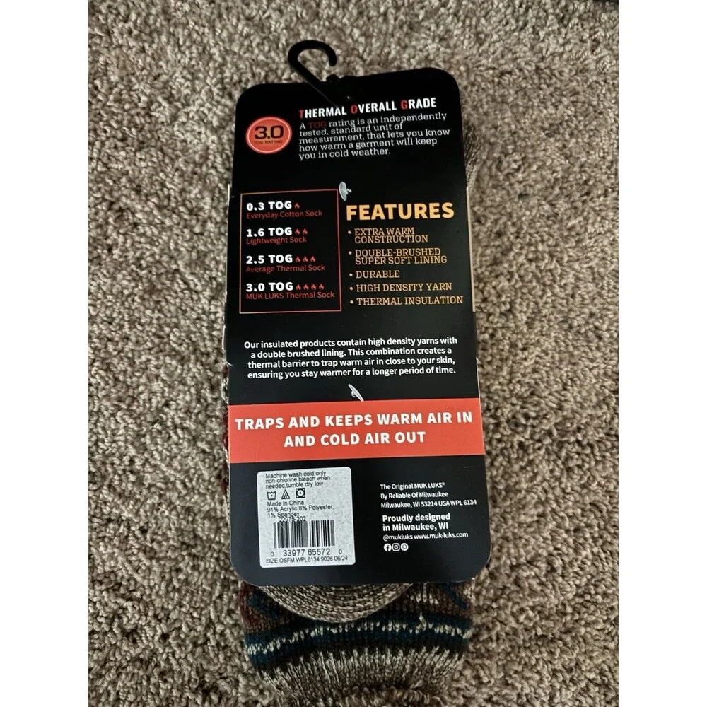 Muk Luk Socks Men’s Thermal Heat Size 10-13 3.0 Thermal Grade New